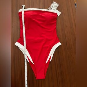 Abercrombie & Fitch Red and White One Piece Swimsuit